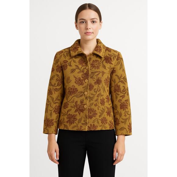 Vintage Robyne Faure Floral Tapestry Jacket 90s Boho fall brown Medium - Picture 1 of 14